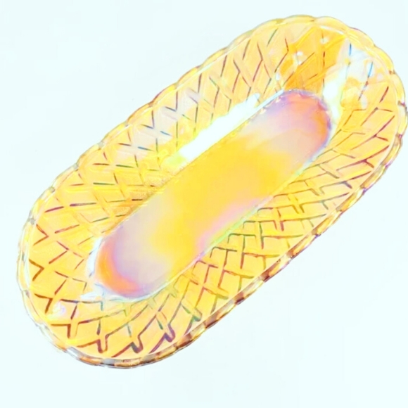 Iridescent Marigold Carnival Glass Bread Bowl - Picture 3 of 5